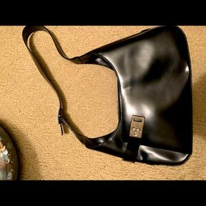AUTHENTIC- Salvatore Ferragamo black leather shoulder bag